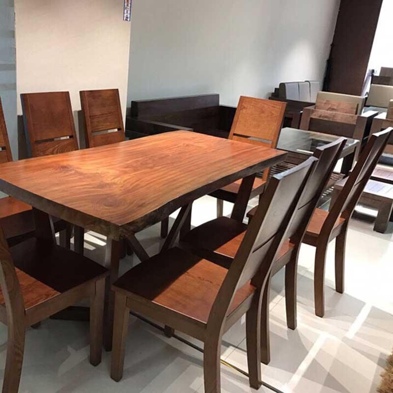 Bộ bàn ăn 8 ghế gỗ tự nhiên BA696