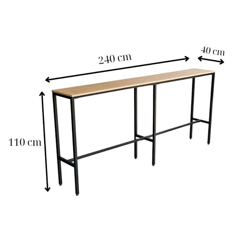 Bàn bar chân sắt 240x40x110cm gỗ Flywood lắp ráp GB965