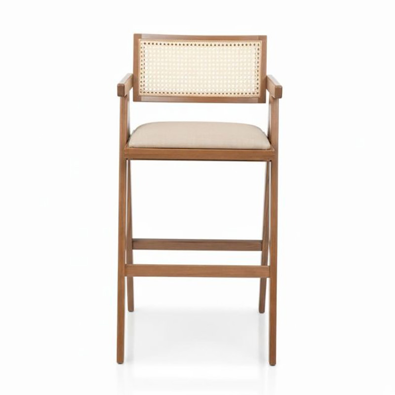 Ghế bar gỗ Ash chân chữ V nệm bọc vải GB304