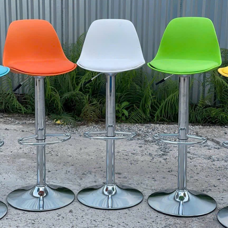 Ghế bar KLARUP mặt nhựa PP có đệm, chân mạ Inox xoay GB270
