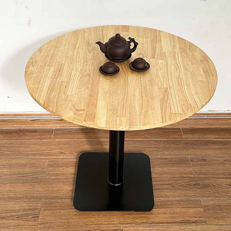 Bàn cafe tròn D80cm gỗ cao su tự nhiên chân sắt GC684