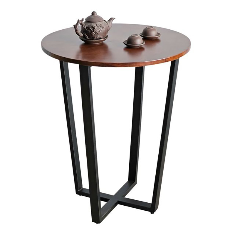 Bàn cafe tiếp khách tròn D60cm gỗ cao su chân sắt GC795