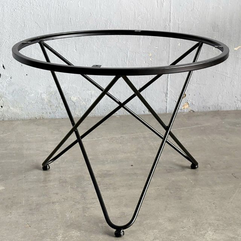 Bàn cafe tròn D60cm gỗ Tràm chân sắt chữ V GC536