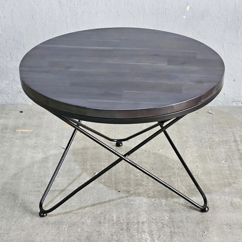 Bàn cafe tròn D60cm gỗ Tràm chân sắt chữ V GC536
