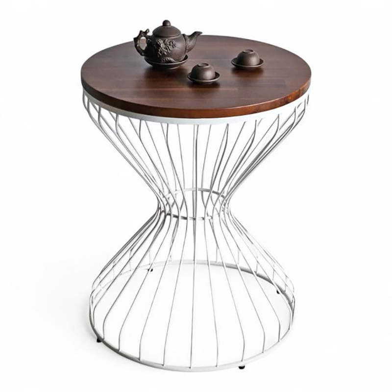 Bàn cafe tròn D60cm gỗ tràm chân sắt GC794