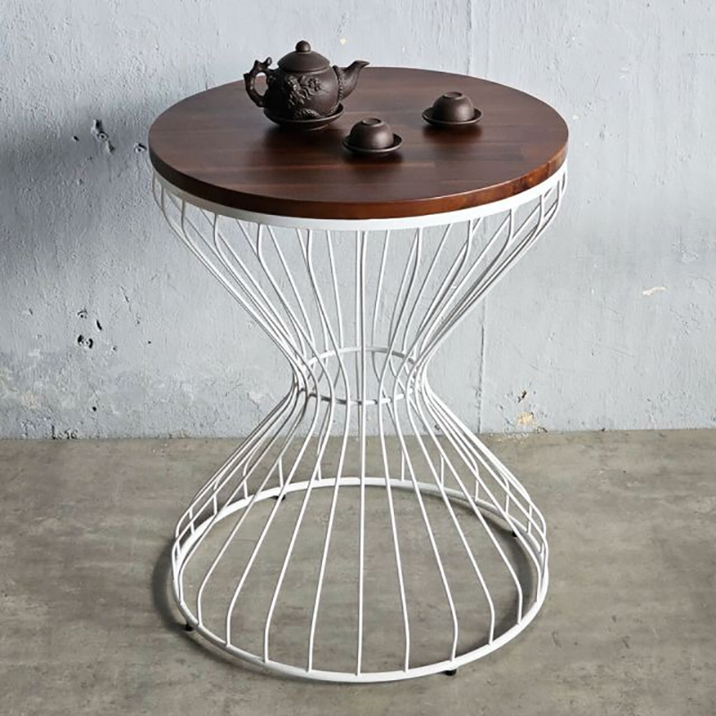 Bàn cafe tròn D60cm gỗ tràm chân sắt GC794