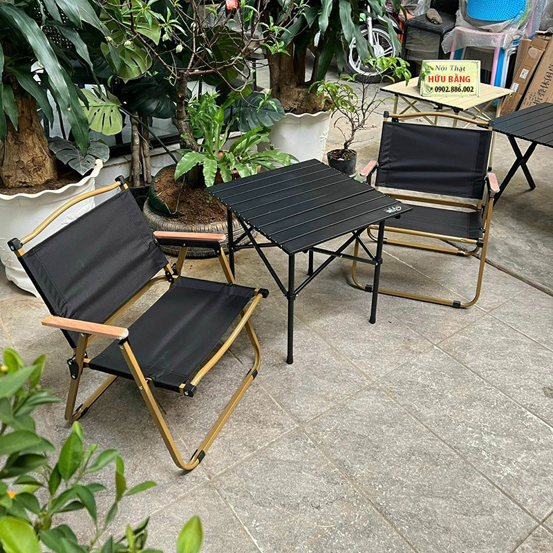 Bộ bàn ghế camping dùng quán cafe cắm trại khu nghỉ dưỡng sang trọng tiện nghi gấp gọn GC971
