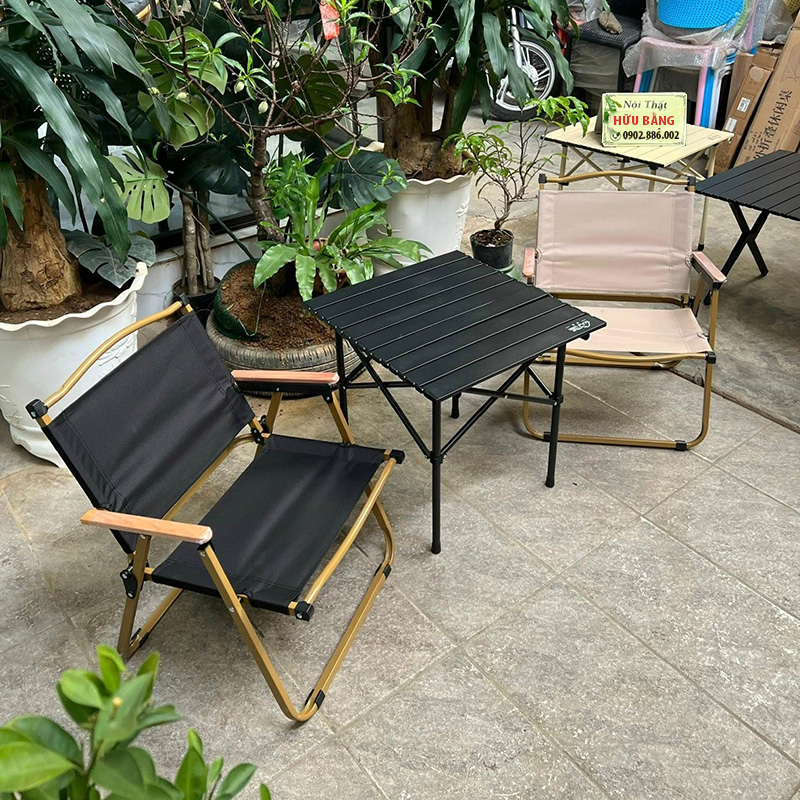 Bộ bàn ghế camping dùng quán cafe cắm trại khu nghỉ dưỡng sang trọng tiện nghi gấp gọn GC971