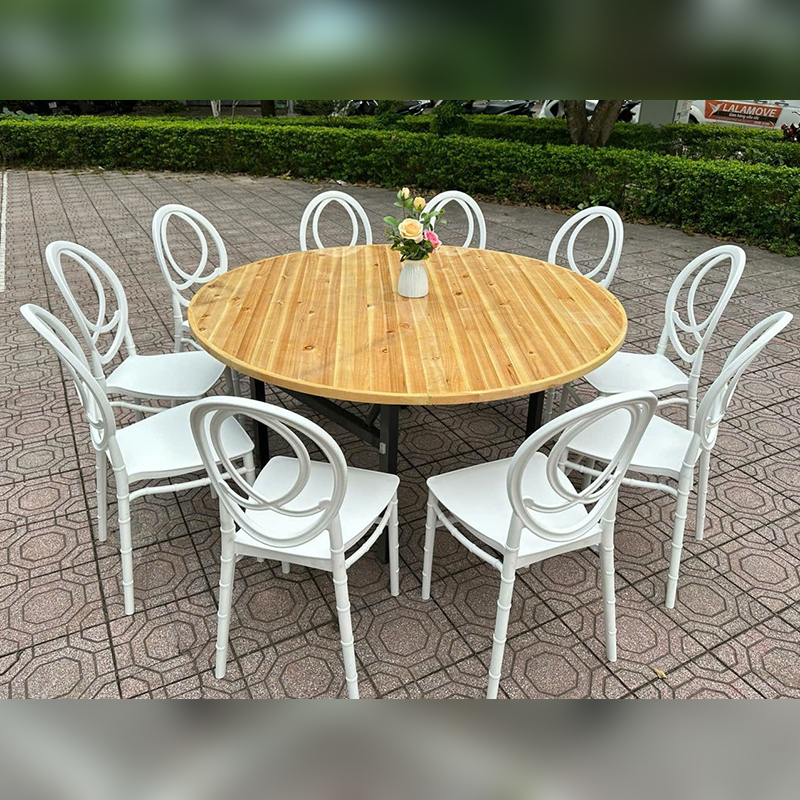 Bộ bàn tròn 10 người nhà hàng hội nghị, đám cưới ghế OVAL GC828