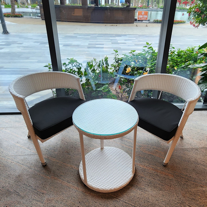 Bàn ghế nhựa giả mây quán cafe trong nhà và ngoài trời BM531