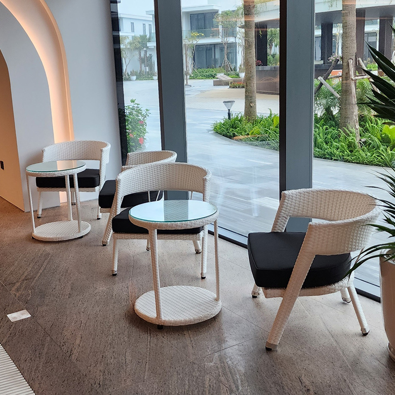 Bàn ghế nhựa giả mây quán cafe trong nhà và ngoài trời BM531