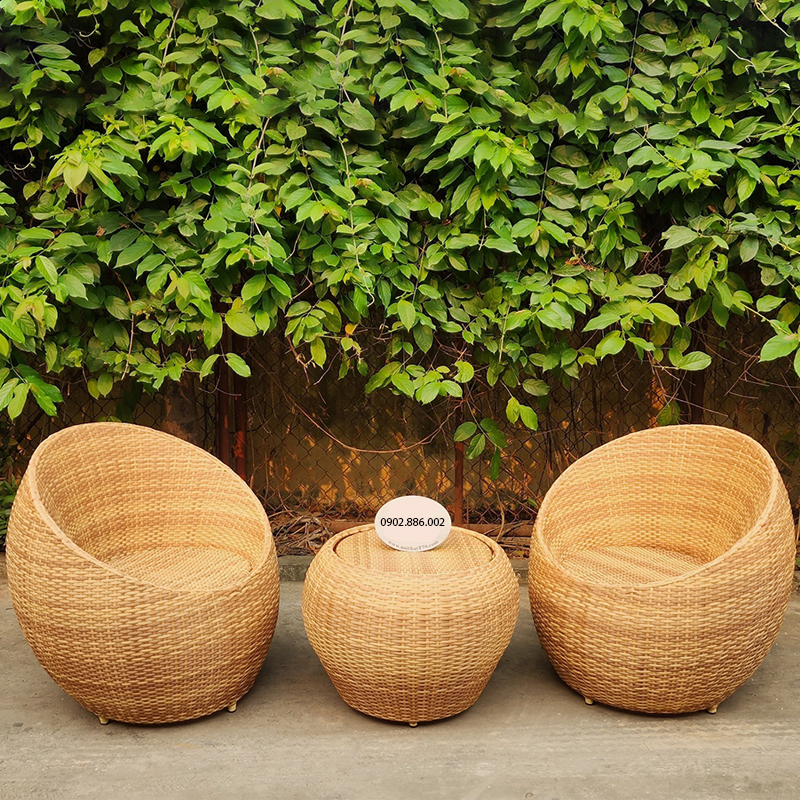 Bộ bàn ghế mây nhựa quán cafe, resort đẹp BM527