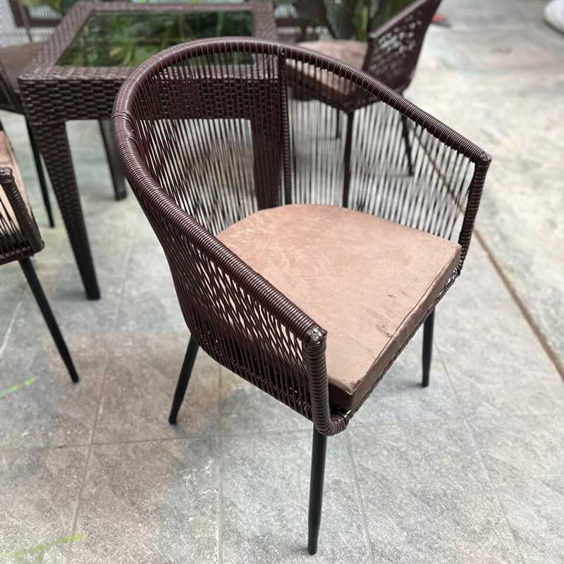 Bộ bàn ghế nhựa giả mây dây văng đẹp cho quán cafe, nhà hàng BM541