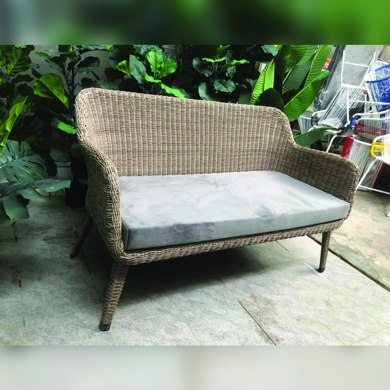 Ghế sofa nhựa giả mây ngoài trời có tựa kèm đệm BM543