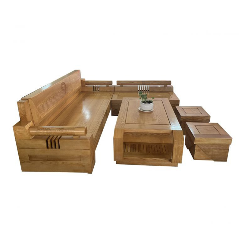 Bộ sofa góc Kim Cương gỗ Sồi màu đinh hương BK021