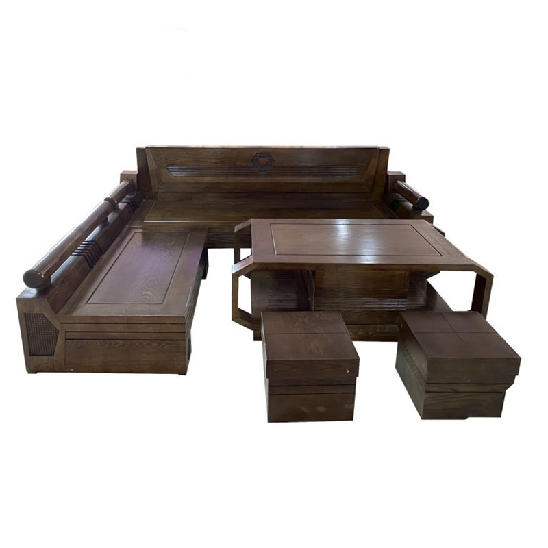 Bộ sofa góc Kim Cương gỗ Sồi sơn màu Óc Chó BK022