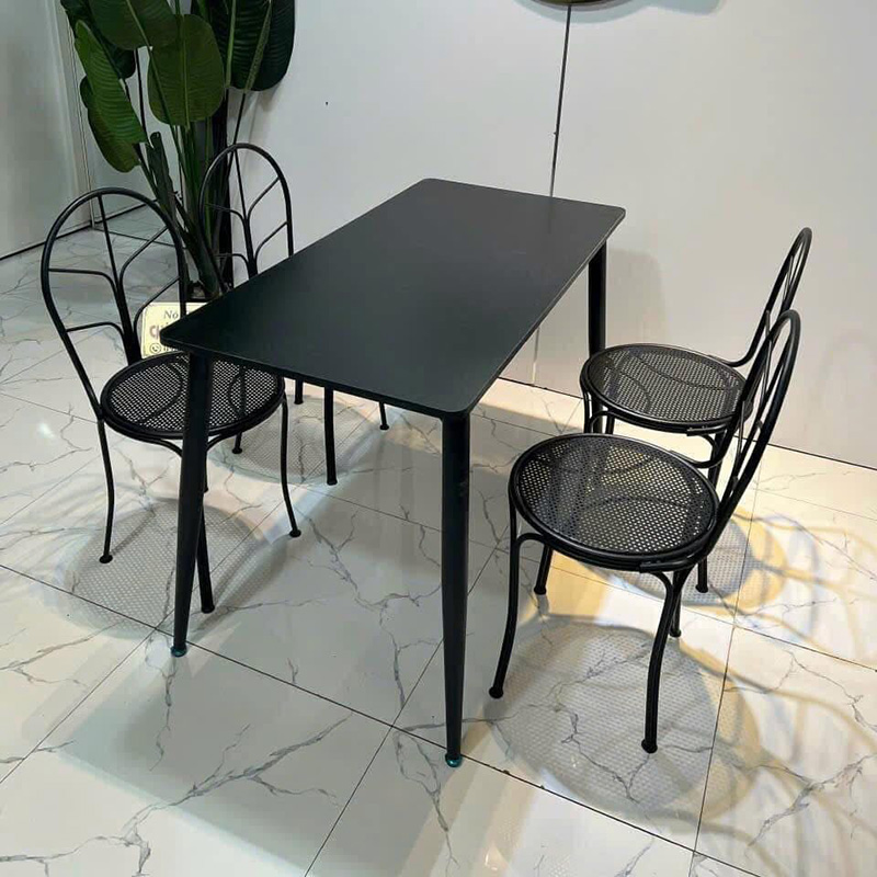 Ghế sắt Decor tựa hình lá sơn tĩnh điện chống rỉ sét BS136
