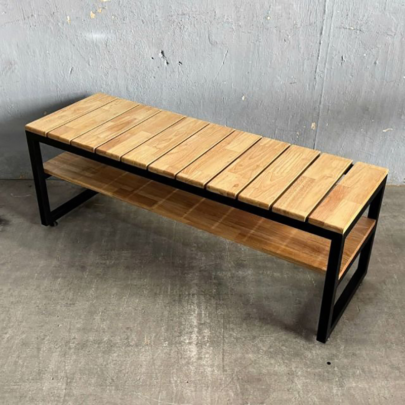 Ghế băng kèm ghế ngồi thay giày 120x40x45cm gỗ cao su BS326