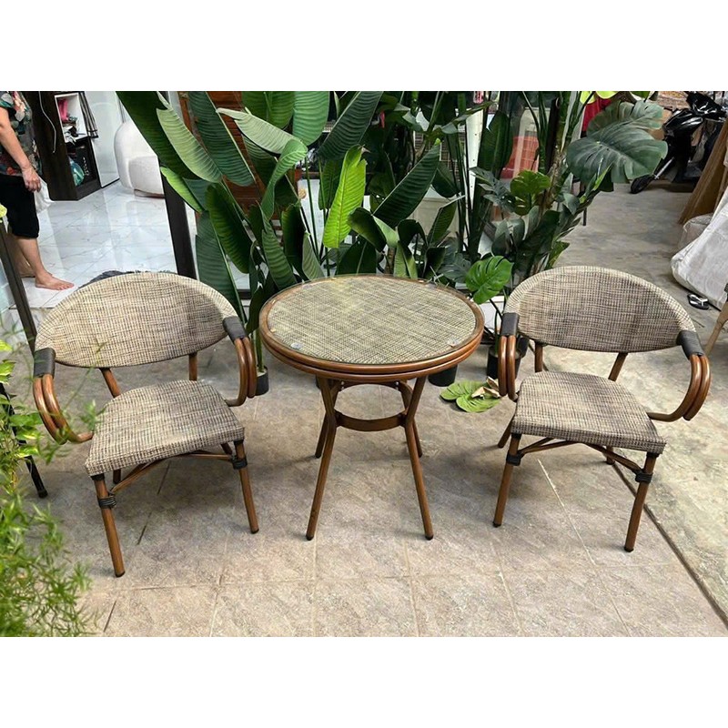 Ghế sân vườn có tay khung nhôm đúc, vải dệt lưới Textilen chống nóng BS379