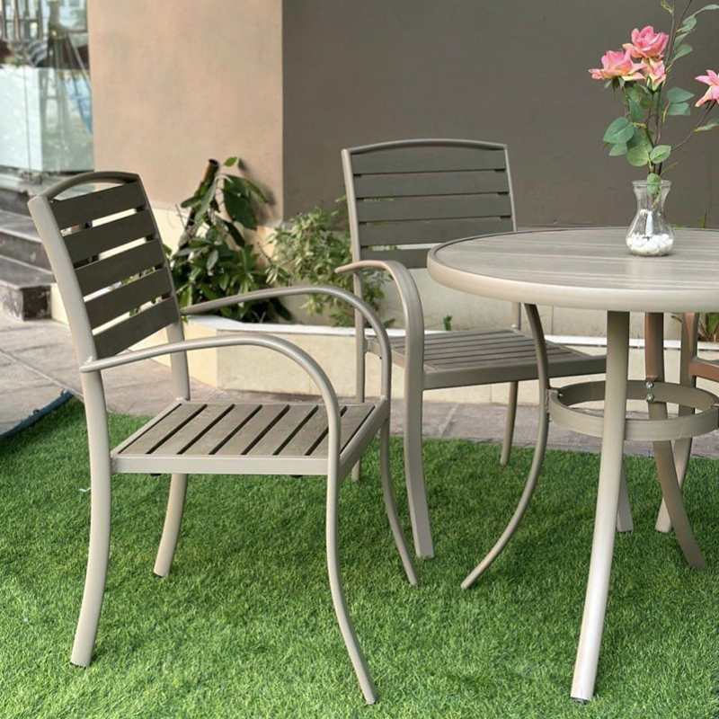 Bộ bàn ghế sân vườn ngoài trời khung hợp kim nhôm kết hợp gỗ nhựa Composit BS331