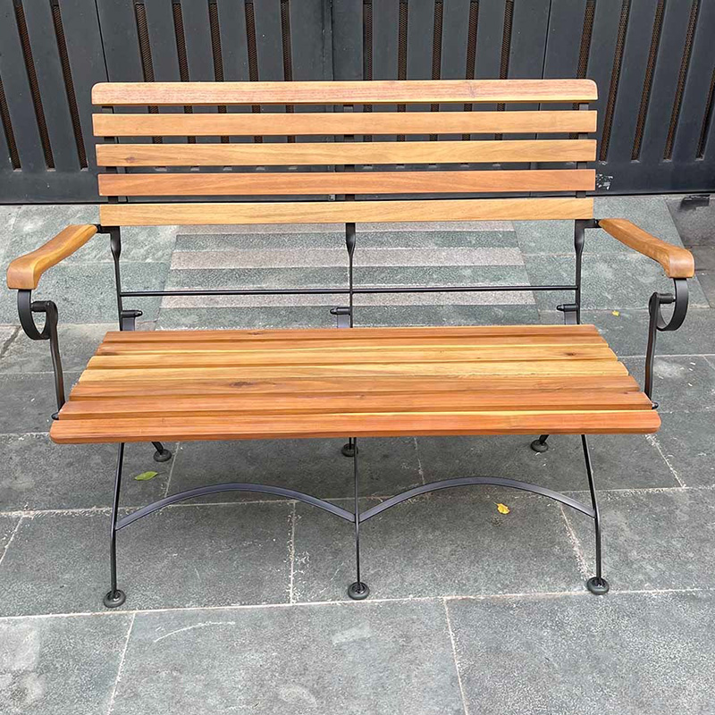Ghế đôi gấp gọn gỗ tràm khung sắt sơn tinh điện BS291