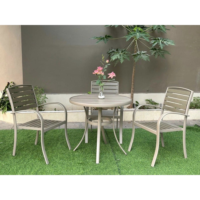 Ghế sân vườn ngoài trời khung hợp kim nhôm kết hợp gỗ nhựa Composit BS330