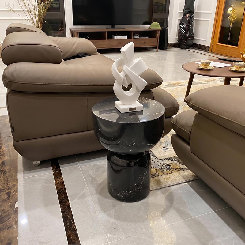  Bàn side tab đá Marble cao cấp đường vân, sắc đen huyền bí BC573