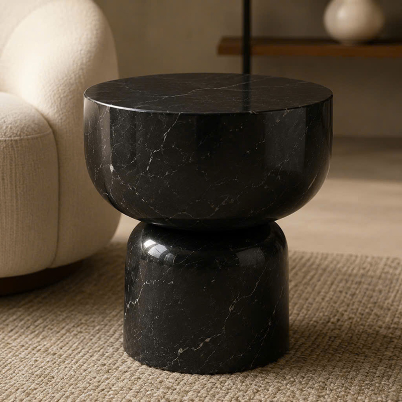  Bàn side tab đá Marble cao cấp đường vân, sắc đen huyền bí BC573