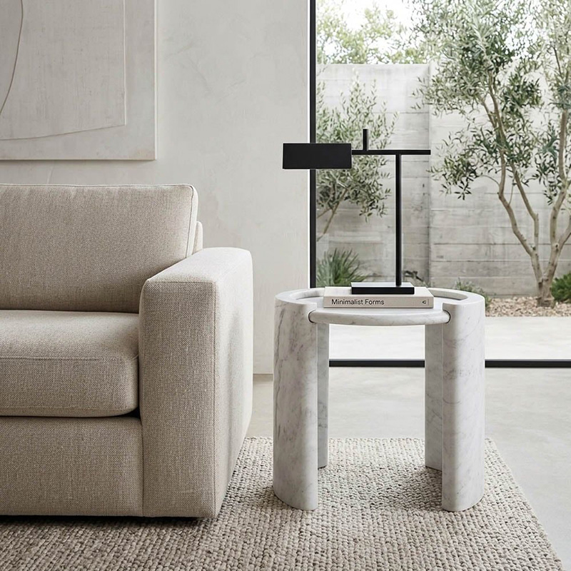 Bàn side tab sofa đá Cẩm Thạch tự nhiên chân uốn cong nghệ thuật BC054