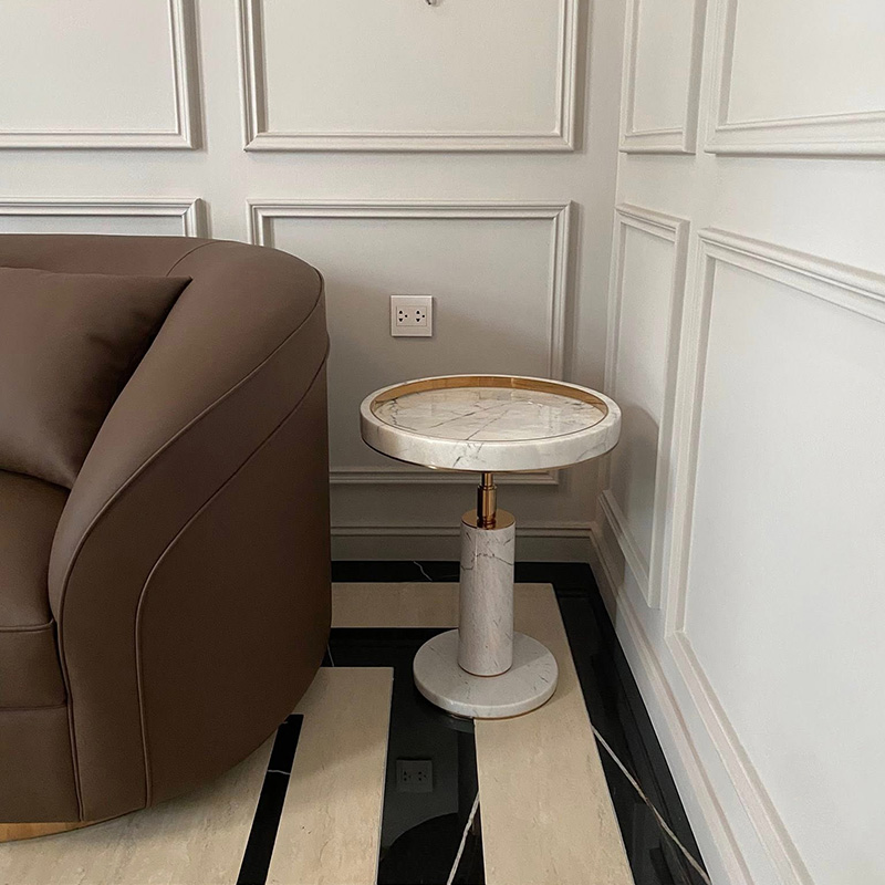 Bàn side table cao cấp đá tự nhiên kết hợp Inox BC325