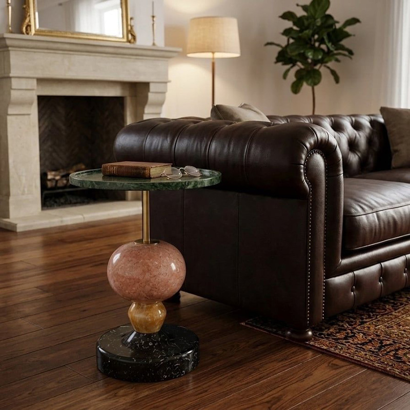 Bàn Side Table trụ đá khối đa sắc BC217