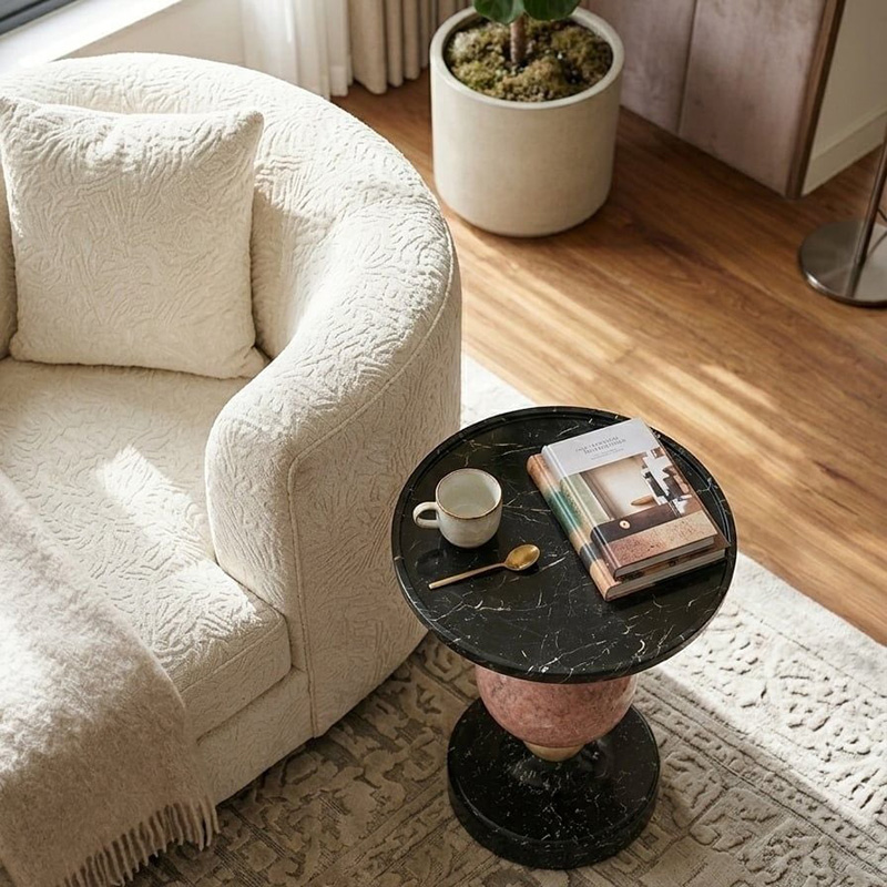 Bàn Side Table trụ đá khối đa sắc BC217