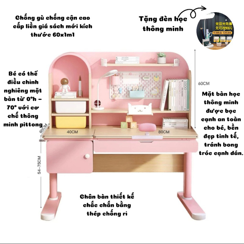 Bàn học S06 phù hợp với mọi lứa tuổi học sinh từ mầm non tới trung học phổ thông BH259