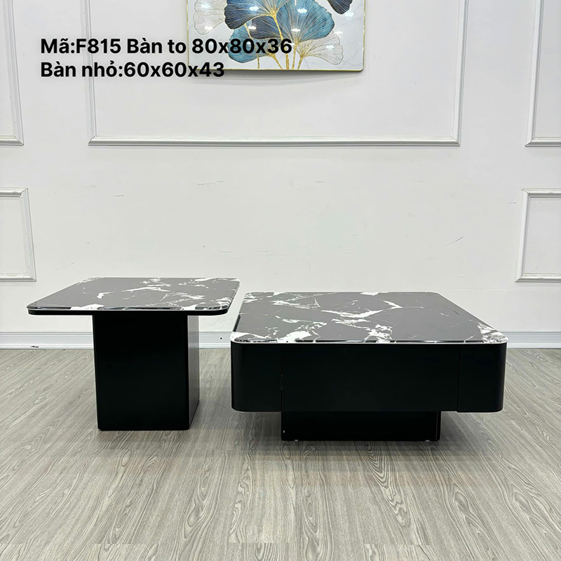 Bàn trà đôi mặt đá vân mây Hot Trend BT668