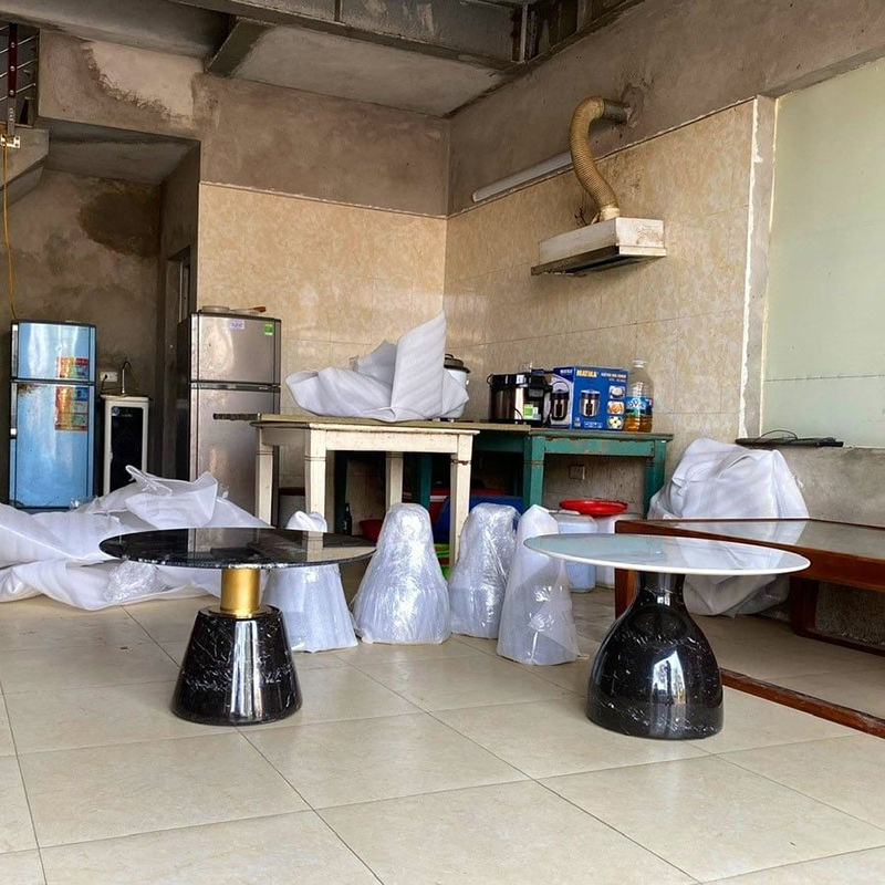 Bàn trà trụ đá Cẩm Thạch nguyên khối đẳng cấp cho không gian sống BT939