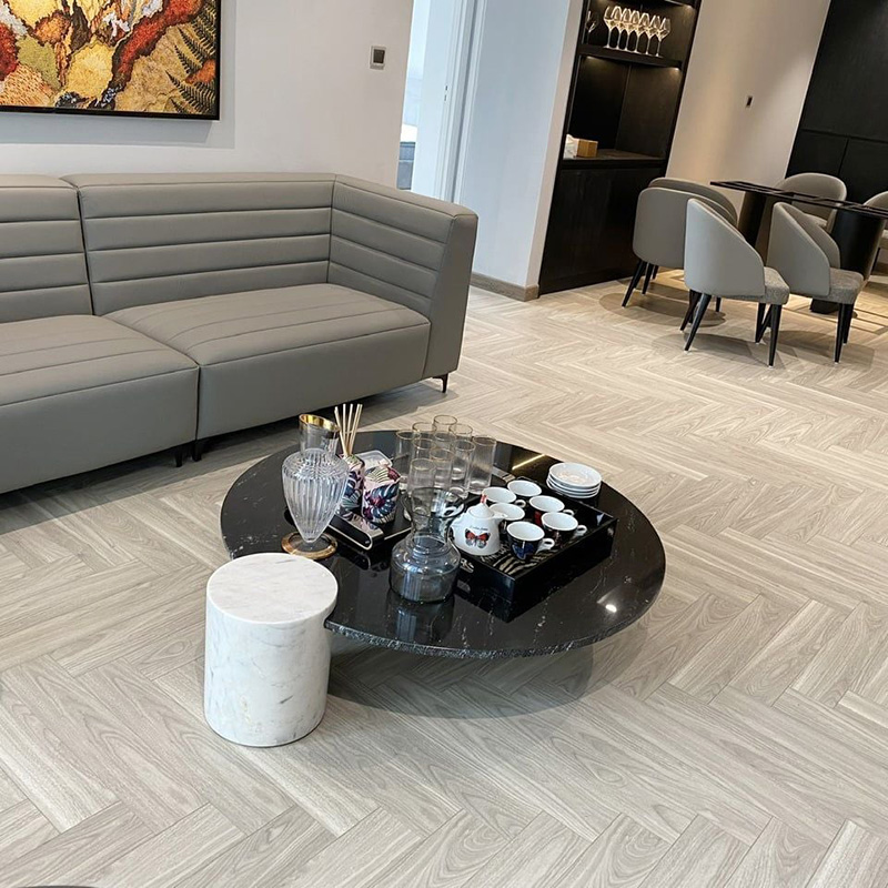 Bàn trà sofa 2 trụ đá nguyên khối liên kết bằng một đường cắt nghệ thuật BT628