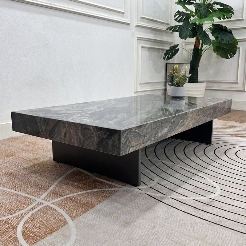 Bàn trà sofa mặt đá dạng khối đẹp, bo viền sắc nét KT 130cm x 70cm BT743