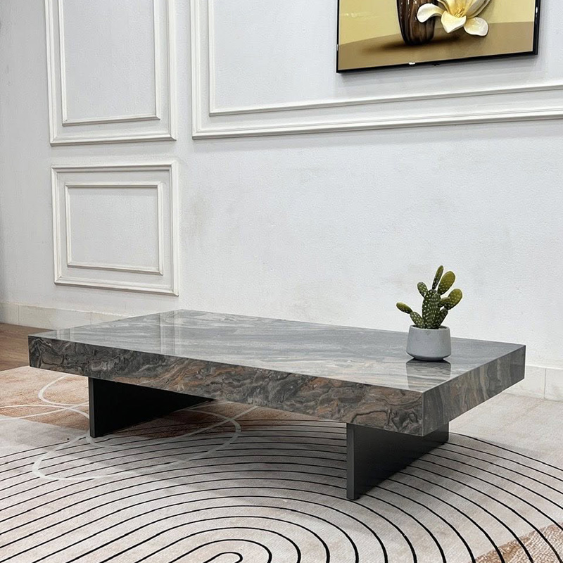 Bàn trà sofa mặt đá dạng khối đẹp, bo viền sắc nét KT 130cm x 70cm BT743