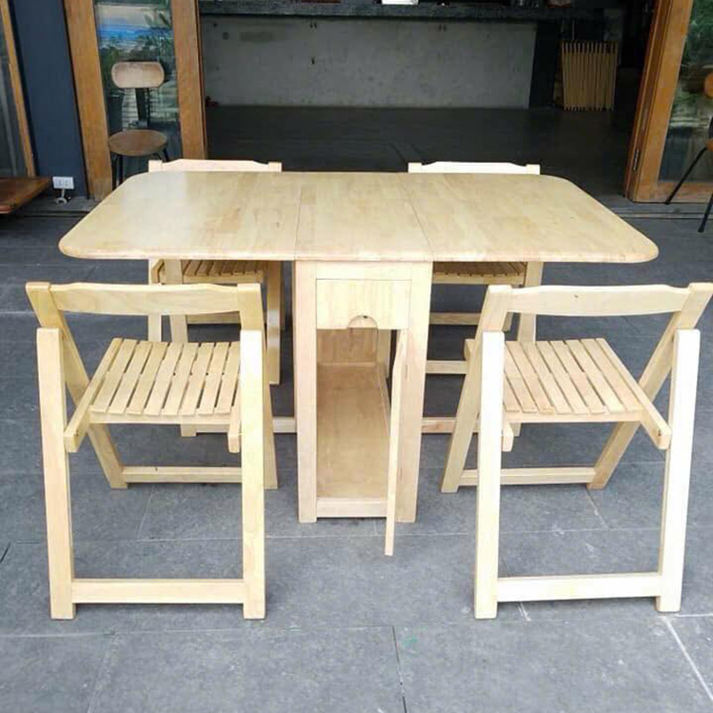 Bộ bàn ăn gỗ gấp gọn thông minh 4 ghế BA679