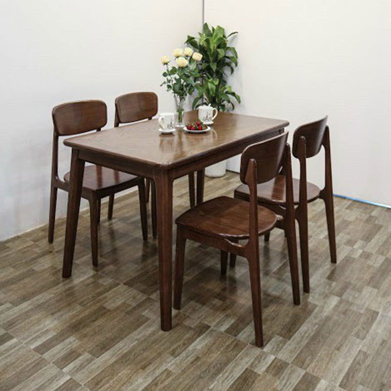 Bộ bàn ăn gỗ sồi kết hợp 4 ghế lưng cong BA572