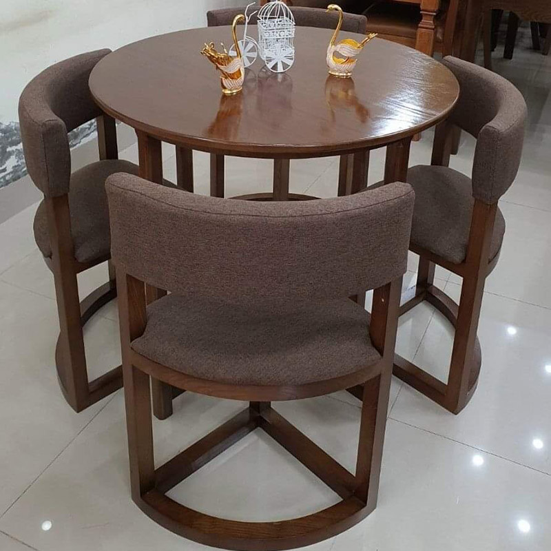 Bộ bàn ăn tròn gỗ sồi 4 ghế xếp gọn tiết kiệm diện tích BA678