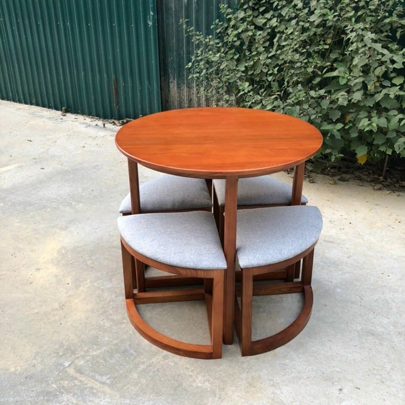 Bộ bàn ăn tròn xếp gọn thông minh giải pháp cho không hạn hẹp BA162