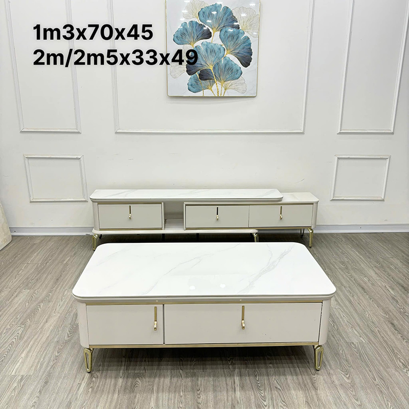 Combo bàn trà sofa - kệ tivi mặt đá nhập khẩu CT215