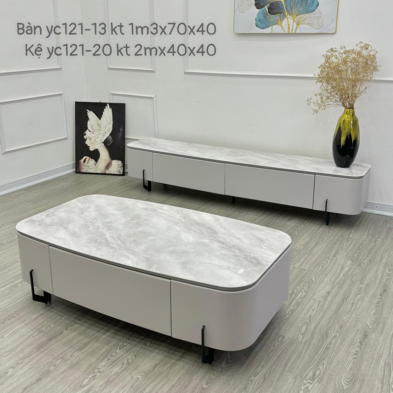 Combo bàn trà sofa và kệ tivi kiểu dáng đơn giản thời thượng CT240