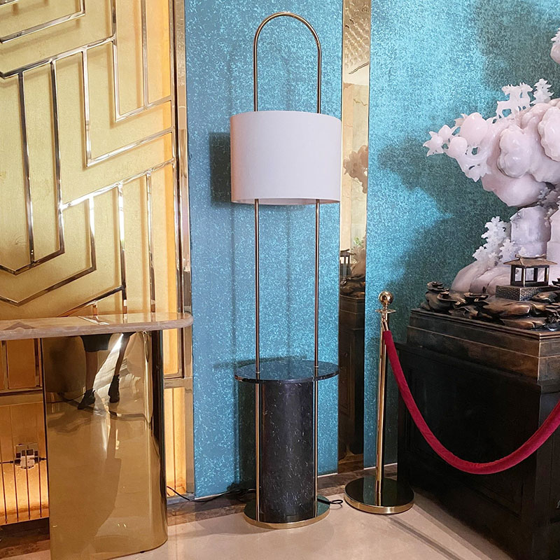 Đèn đứng trang trí đá Marble tự nhiên kết hợp chao vải tinh tế DN632