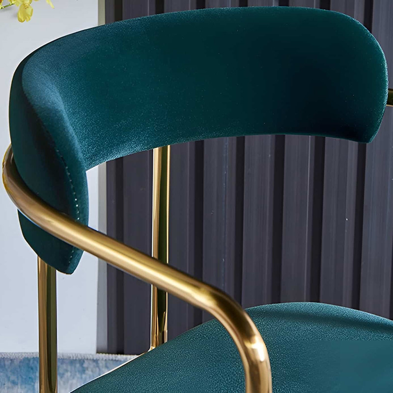 Ghế ăn cafe nhà hàng đệm nhung chân Inox mạ vàng GA508