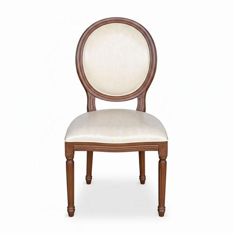 Ghế Louis không tay gỗ cao su bọc da GA128