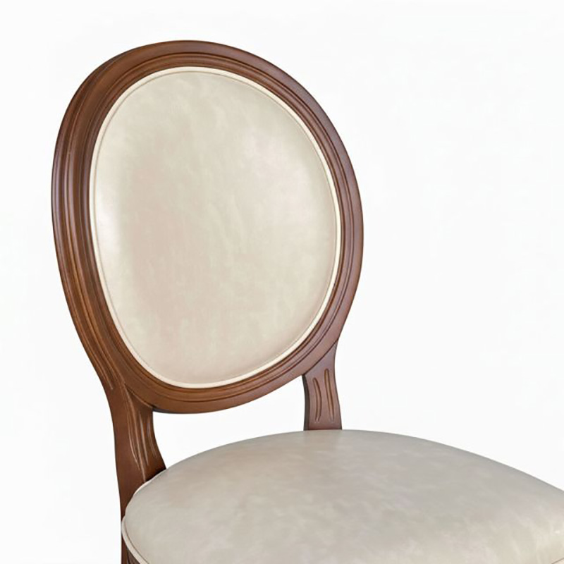 Ghế Louis không tay gỗ cao su bọc da GA128