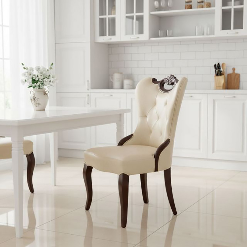 Ghế Soho gỗ bọc nệm da phong cách cổ điển GA126