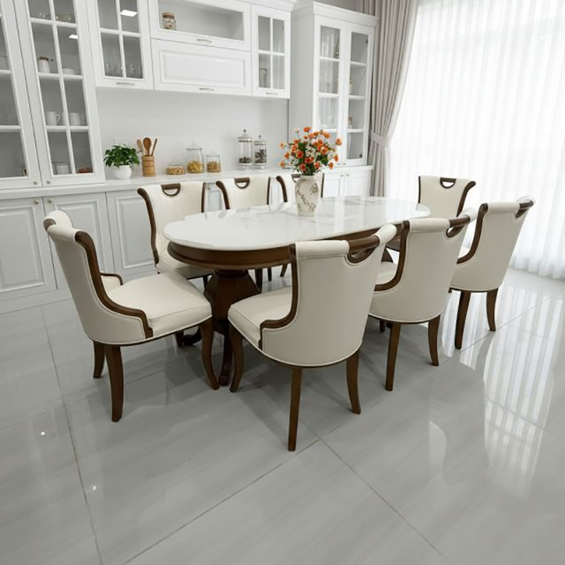 Ghế Sophia tân cổ điện bọc da cao cấp gỗ cao su GA136